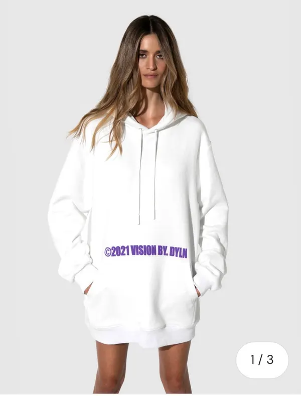 BY.DYLN Emerson hoodie white purple print size M BNWT