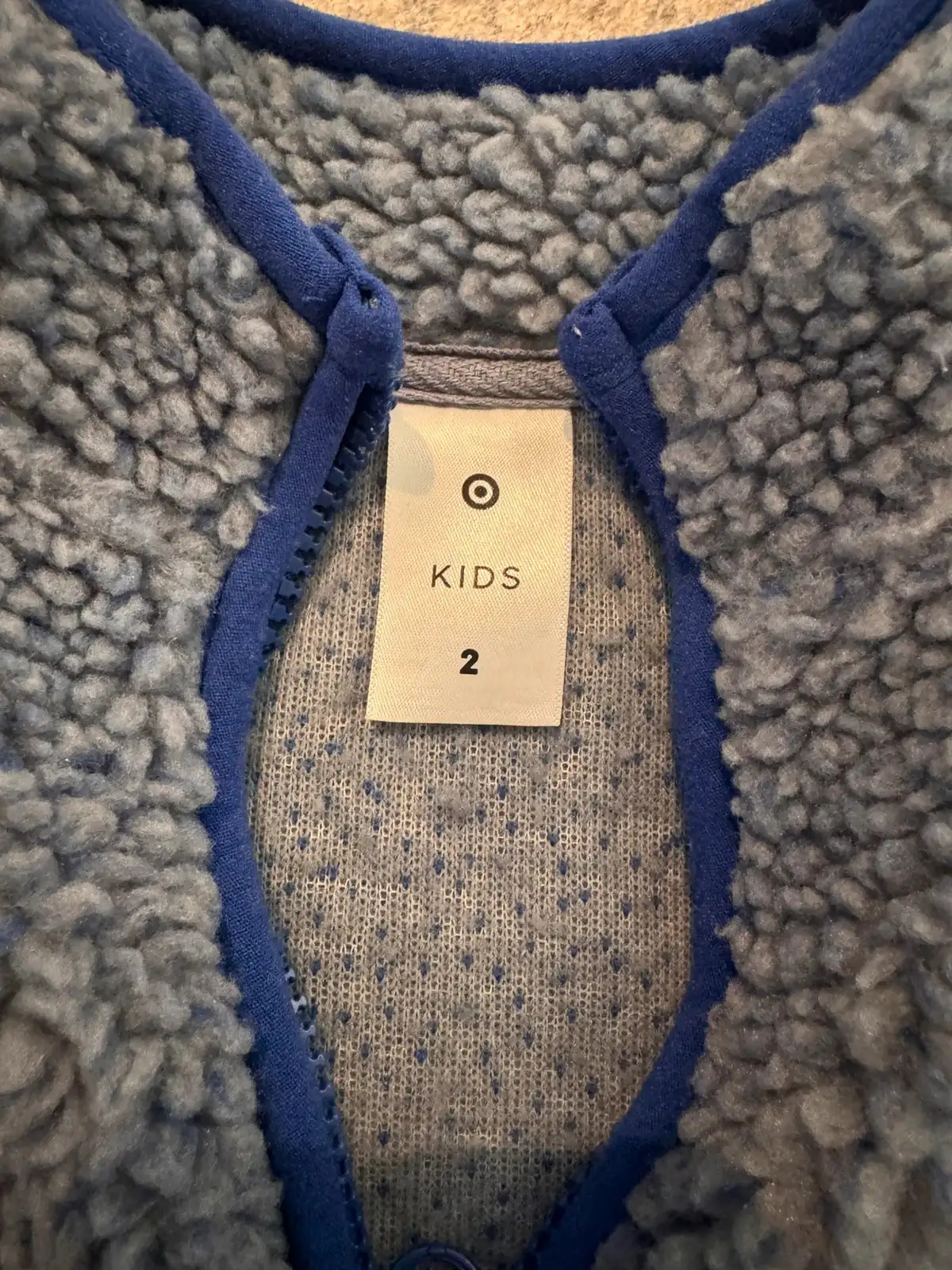 Target kids blue teddy sherpa fleece half zip jumper size 2 – photo 3