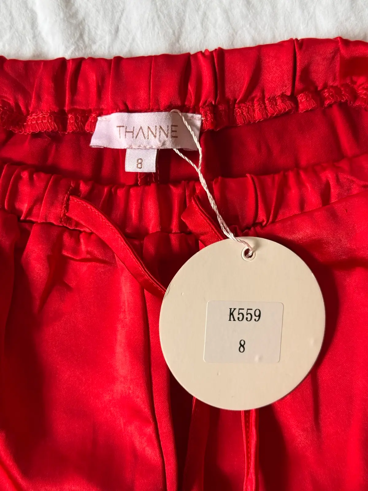 THANNE Red Satin Matching Shirt & Wide Leg Pants Set Size 8 BNWT – photo 4