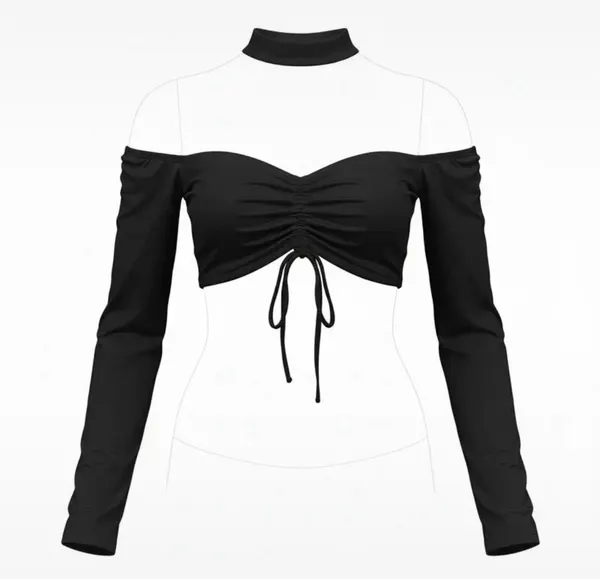 Alive Girl Black Halter Cold Shoulder Ruched Crop Top Size 8 NWT
