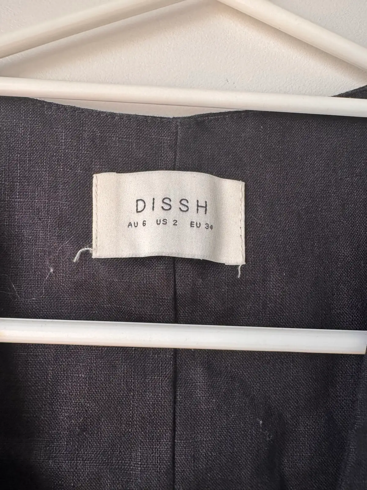 DISSH Womens Black 100% Linen Tailored Vest Size 6 Button Front Waistcoat – photo 3