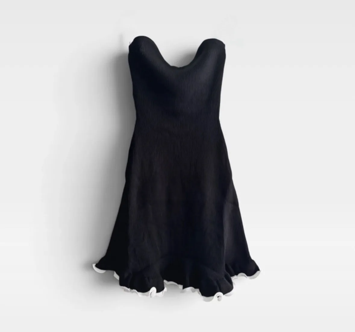 Luvalot Black Ribbed Knit Strapless Midi Dress Size M NWT – photo 2