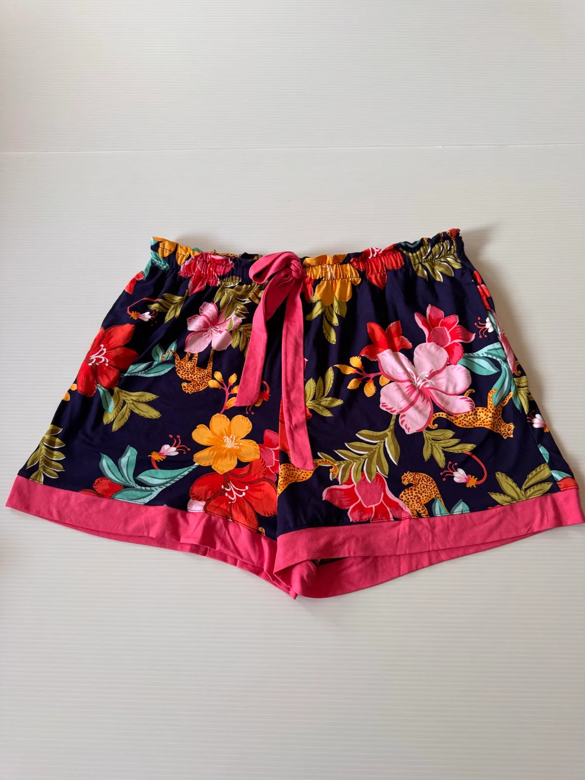 Room Service Tropical Floral Leopard Short Pyjama Set Navy XXL BNWT – photo 3
