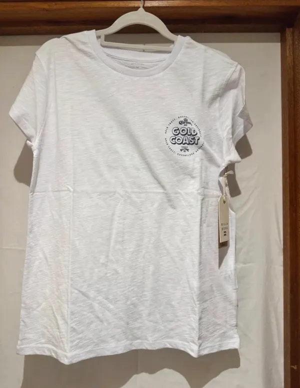 Billabong Gold Coast Corona Graphic Tee White – Size S – NWT