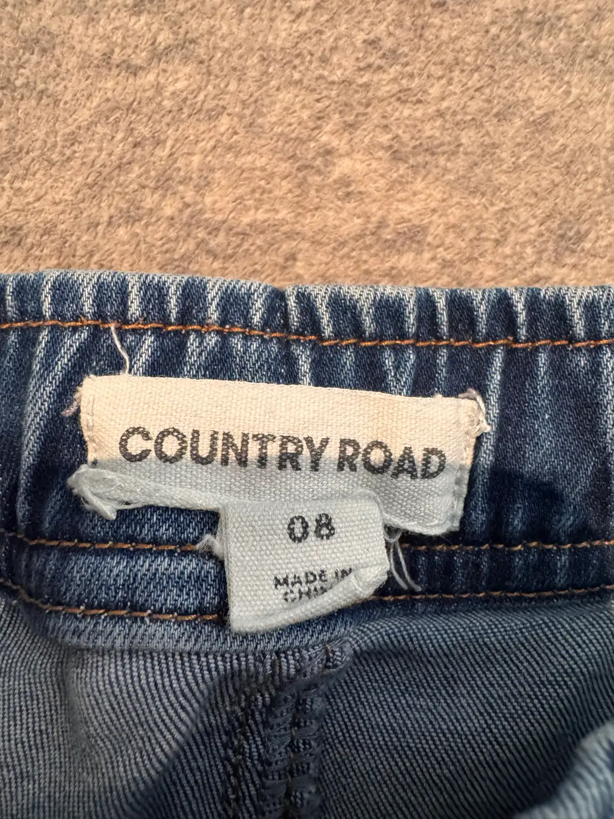 Country Road boys denim jeans size 8 elastic waist drawstring blue – photo 2