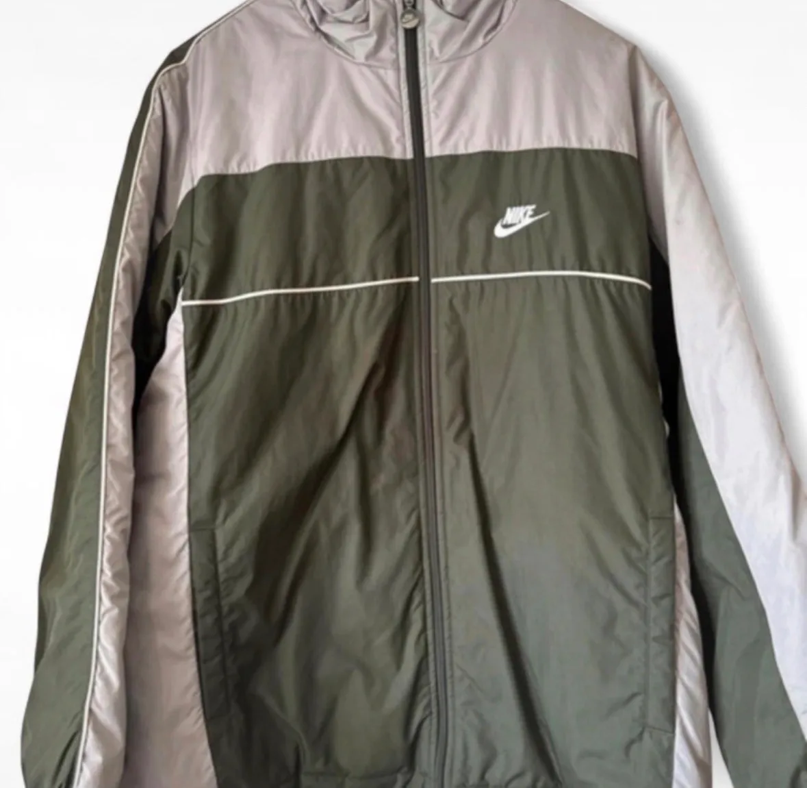 Vintage Y2K Nike Padded Colour Block Jacket – Khaki/Grey – L – photo 2
