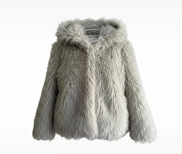 Thanne Grey Shaggy Faux Fur Jacket M/L – NWT