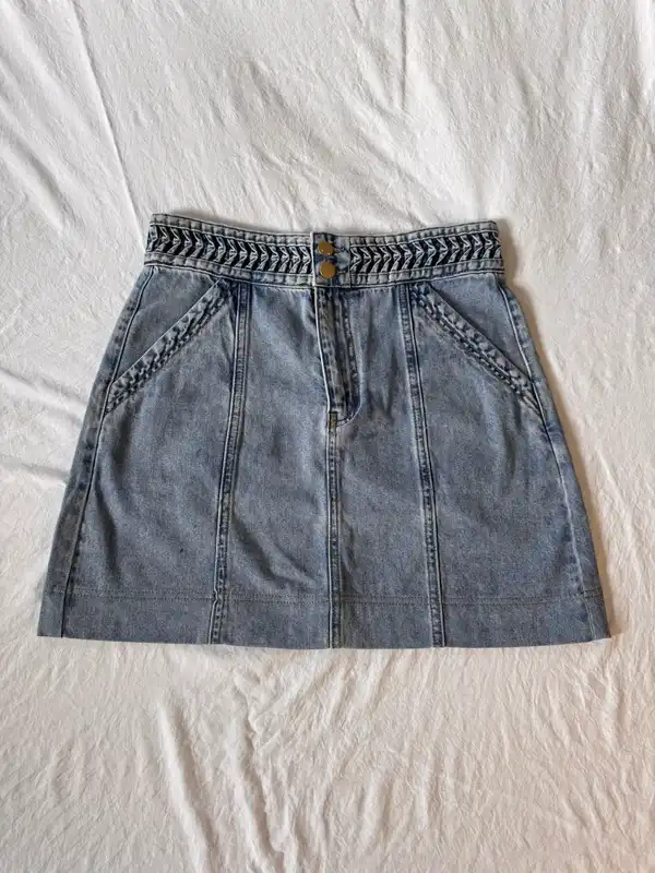 Piper Petites Denim Mini Skirt Size 12 Blue A-Line BNWT