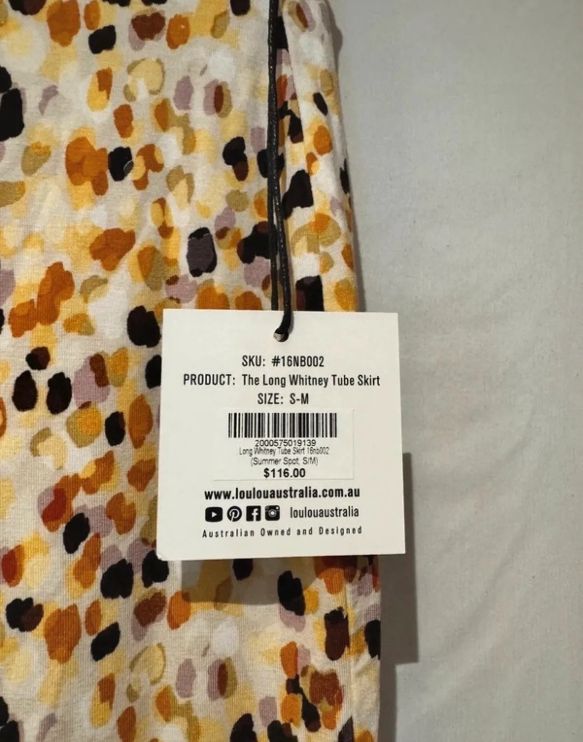 Loulou Australia Long Whitney Tube Skirt Summer Spot Print S/M – NWT – photo 4
