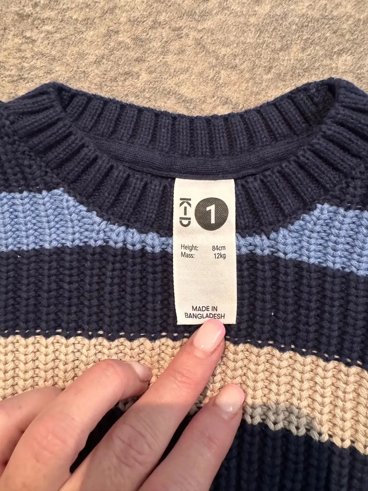K-D boys navy chunky knit striped jumper size 1 – photo 2