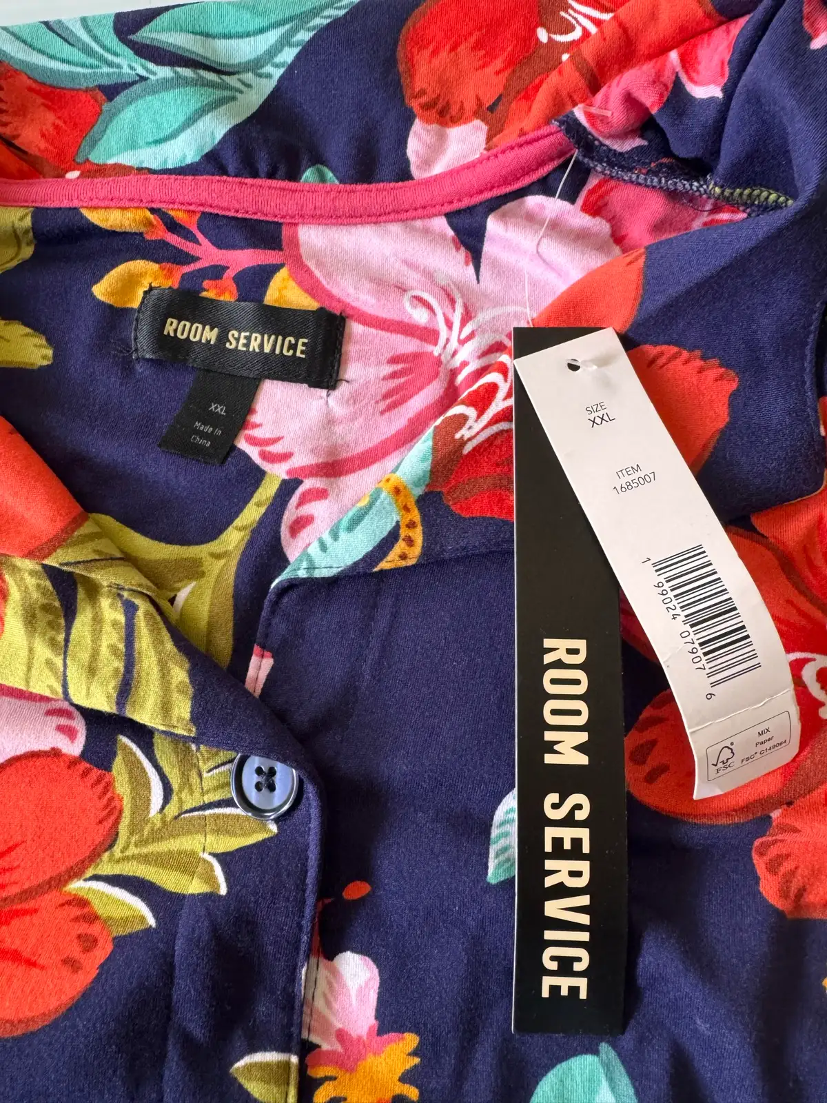 Room Service Tropical Floral Leopard Short Pyjama Set Navy XXL BNWT – photo 4
