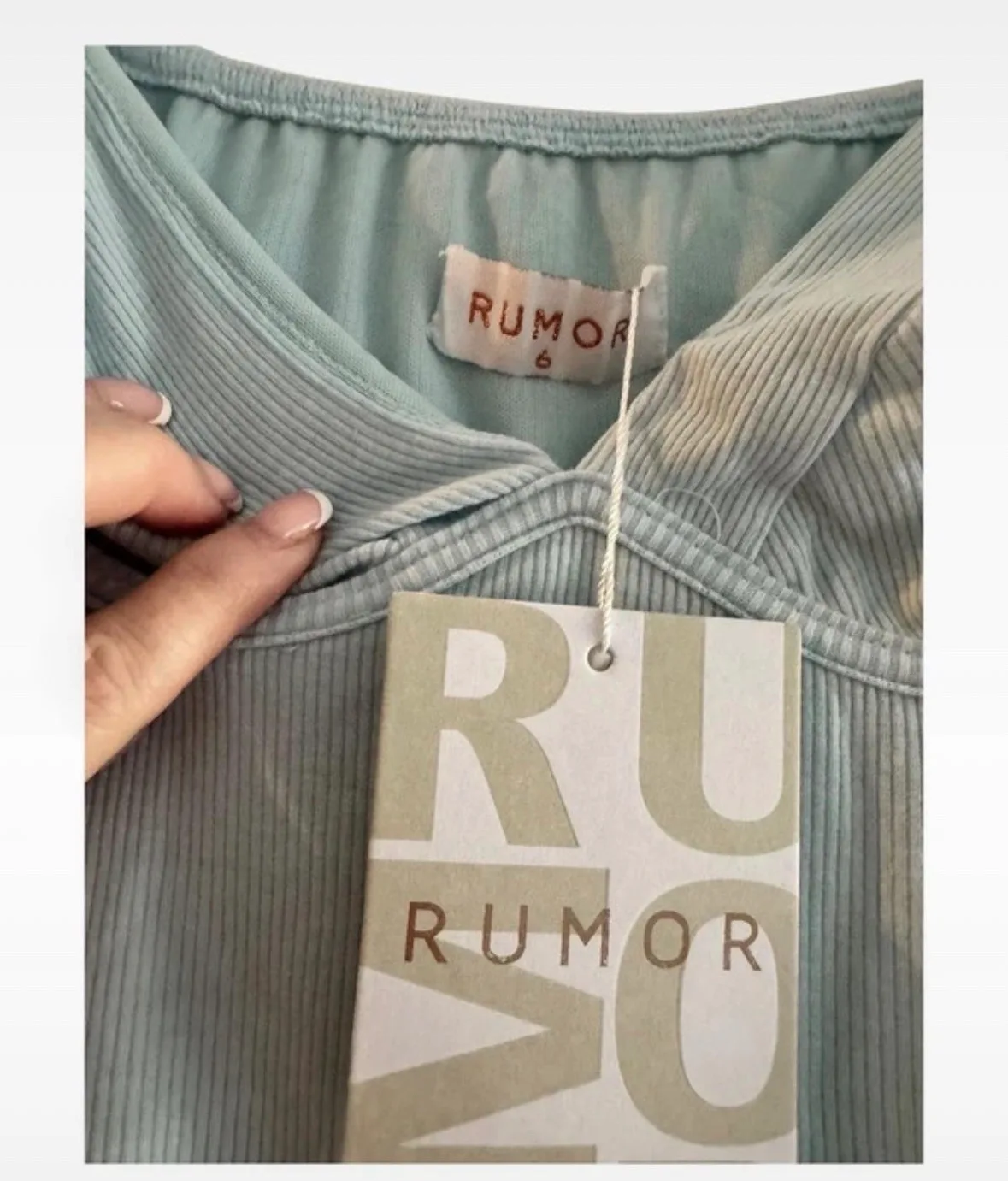Rumor Blue Ribbed Ruched Long Sleeve Midi Dress Size 6 NWT – photo 4