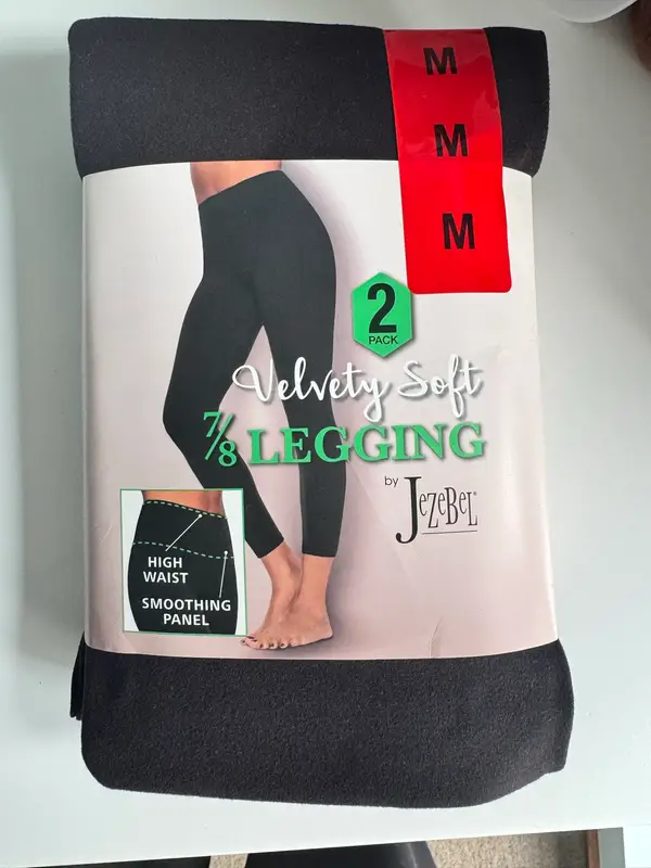 Jezebel Women’s Velvety Soft 7/8 Leggings 2 Pack Size M Black BNWT High Waist