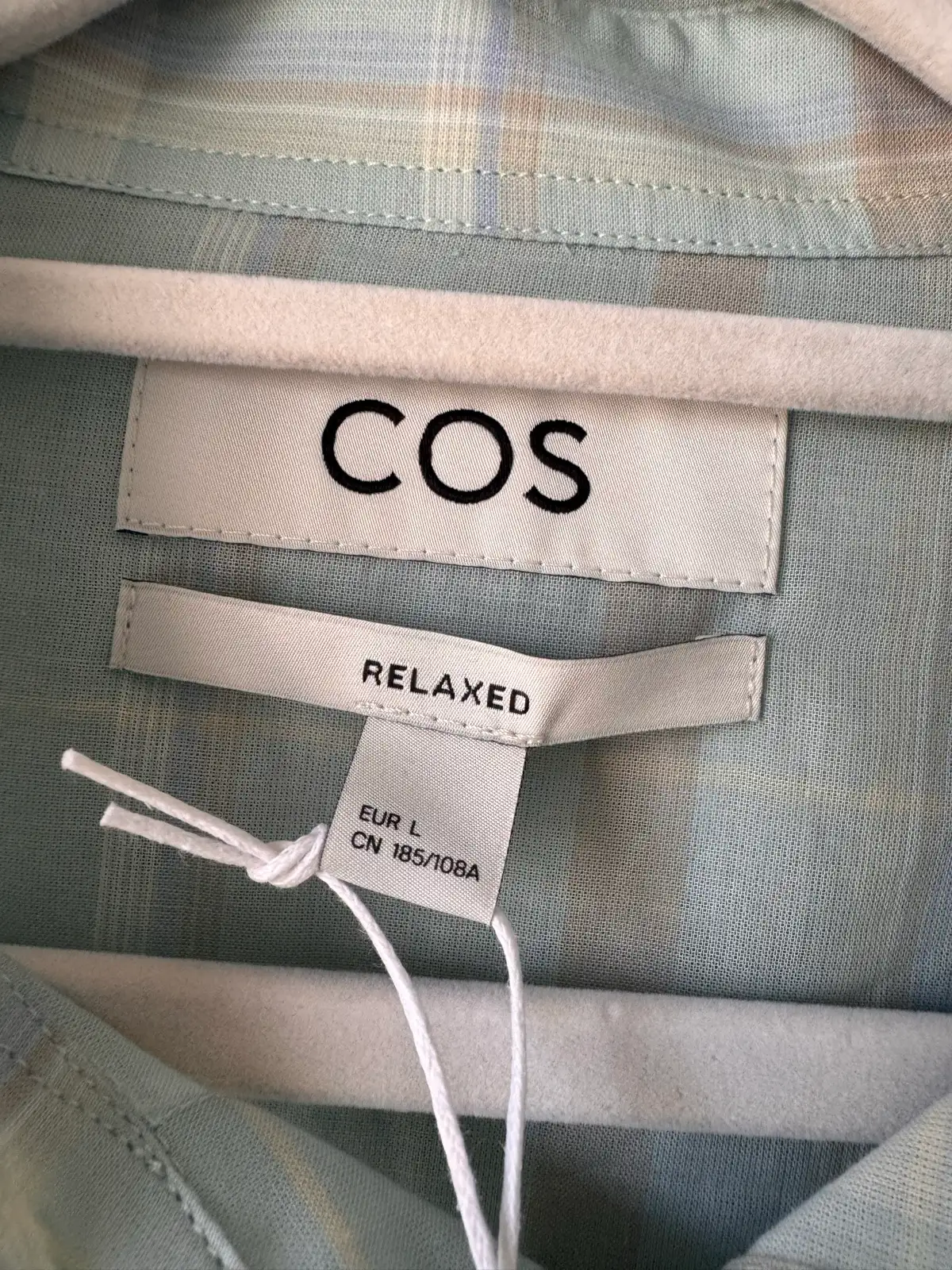 COS Mens Windowpane Checked Shirt Large Relaxed Fit Cotton Blue BNWT – photo 5
