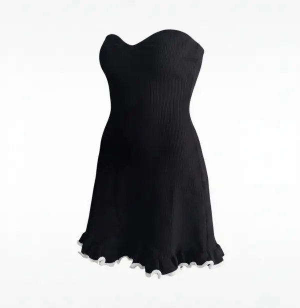 Luvalot Black Ribbed Knit Strapless Midi Dress Size M NWT