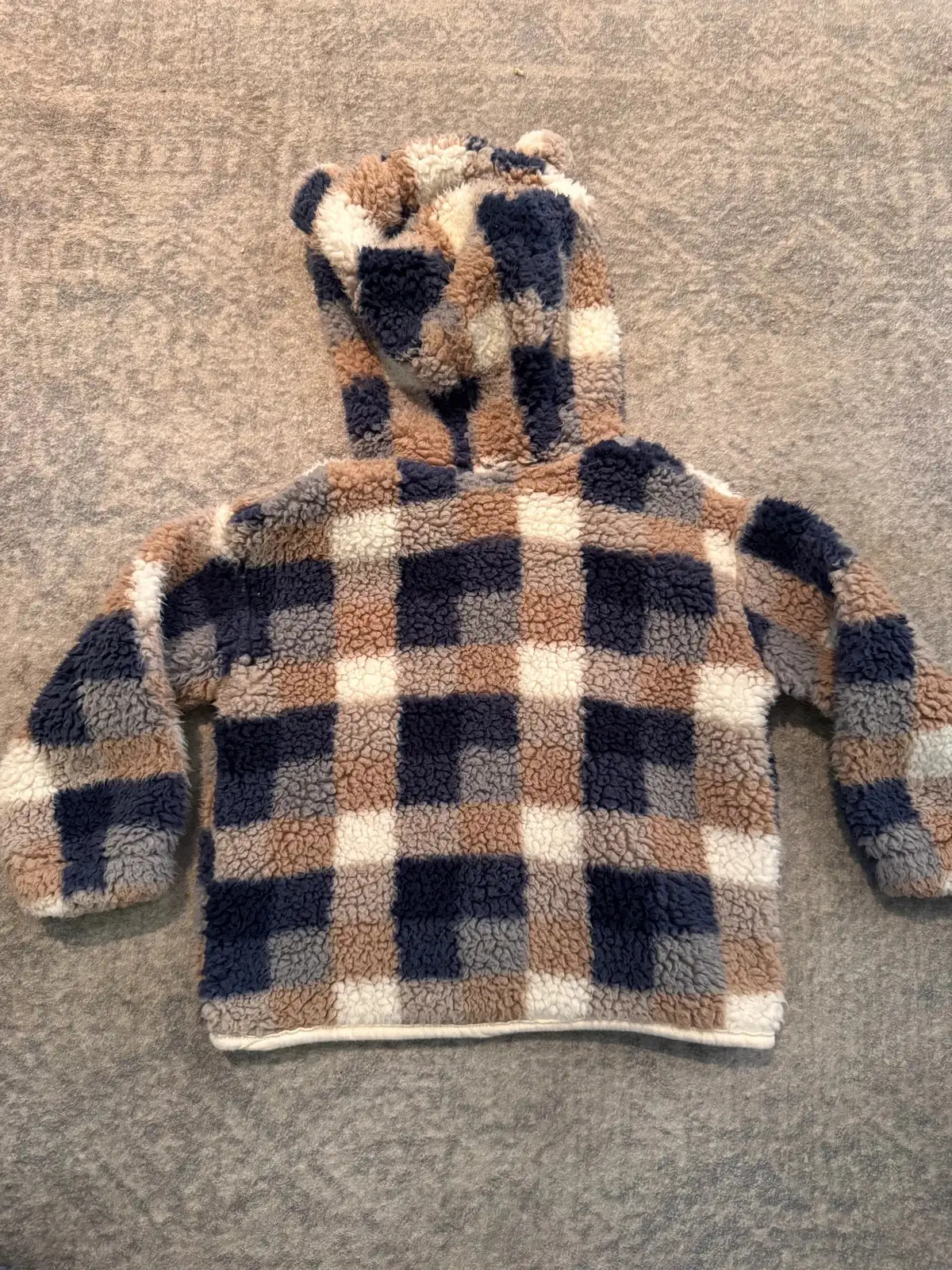 Dymples baby boys checked teddy fleece hooded jacket size 2 – photo 3