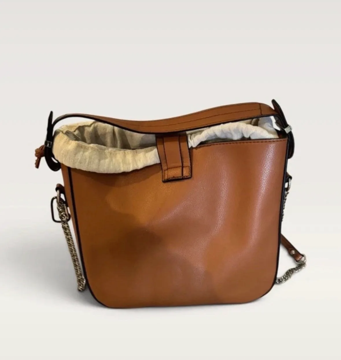 ZARA Tan Cognac Bucket Shoulder Crossbody Bag – photo 2