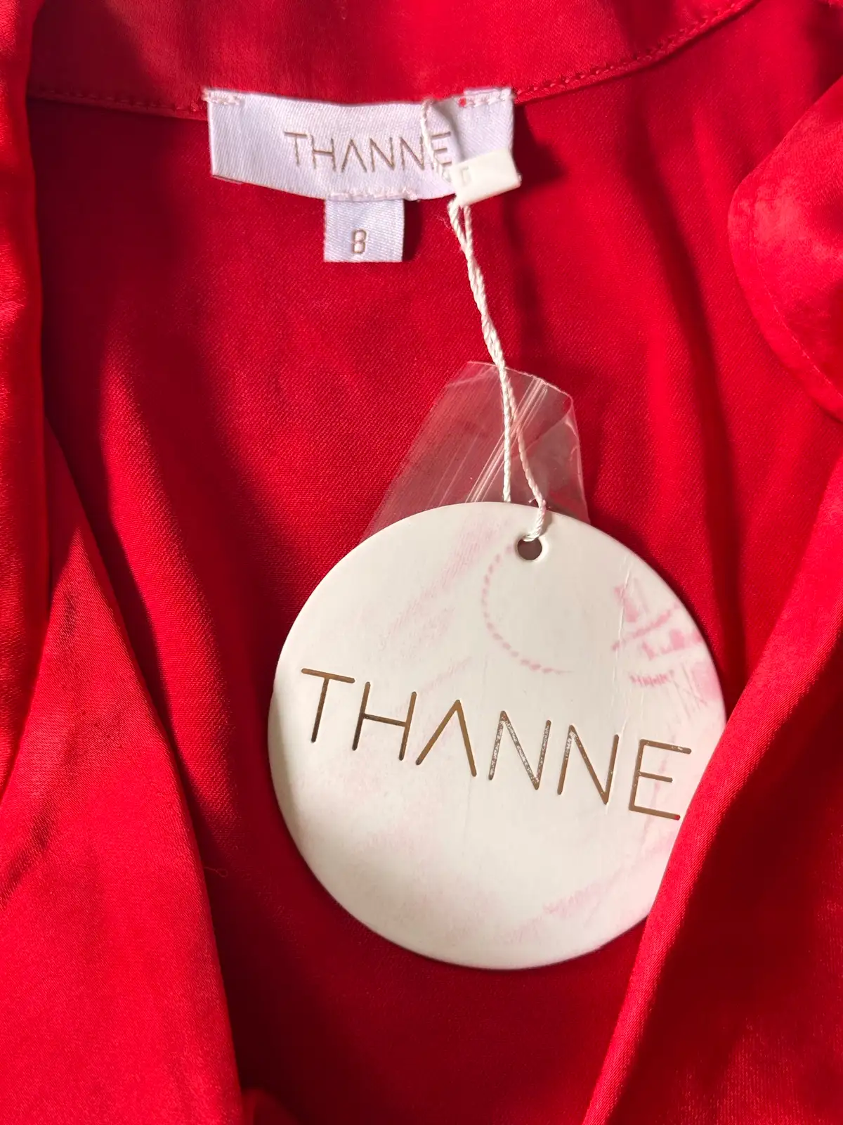 THANNE Red Satin Matching Shirt & Wide Leg Pants Set Size 8 BNWT – photo 6