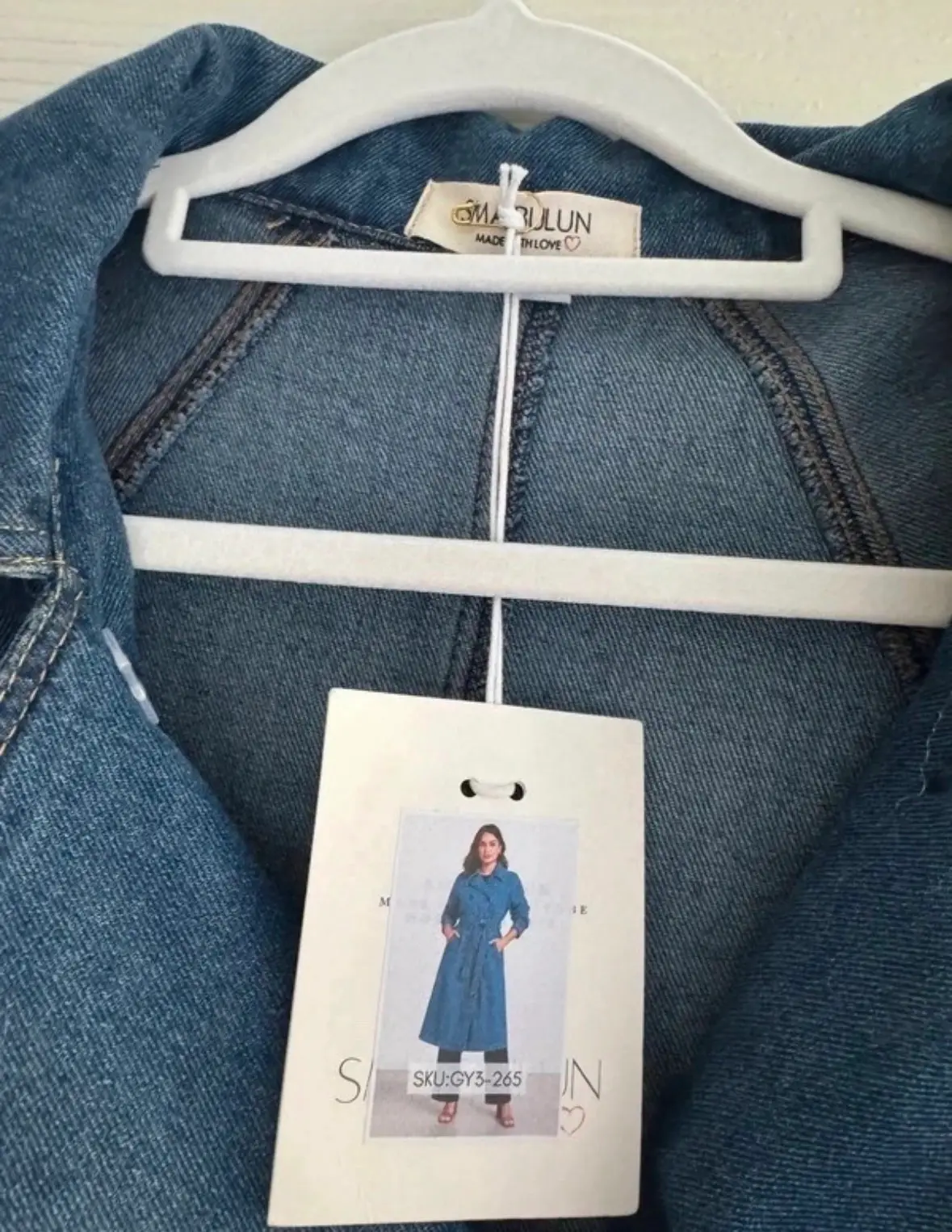 Smaibulun Denim Trench Coat Size M – NWT – Longline Belted Blue Denim – photo 4