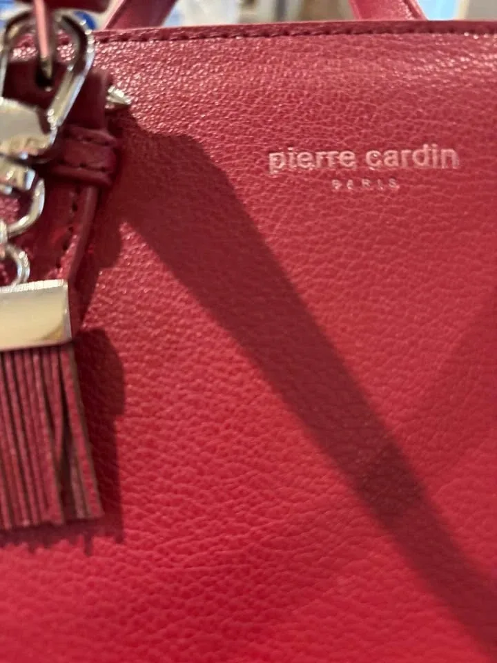 Pierre Cardin red leather handbag cross body bag NEW — photo 4