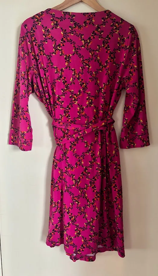 Diane Von Furstenberg New Julian Two Cotton Silk floral Wrap Dress size 14 — photo 3