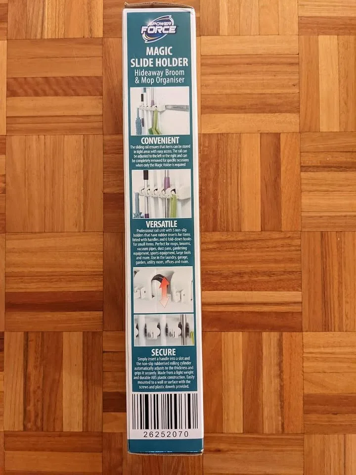 Magic Slide Holder hideaway 5 position Mop Broom organiser NEW in box — photo 2