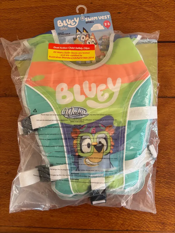 Wahu x Bluey Swim Vest Small 2–3 Years Brand New