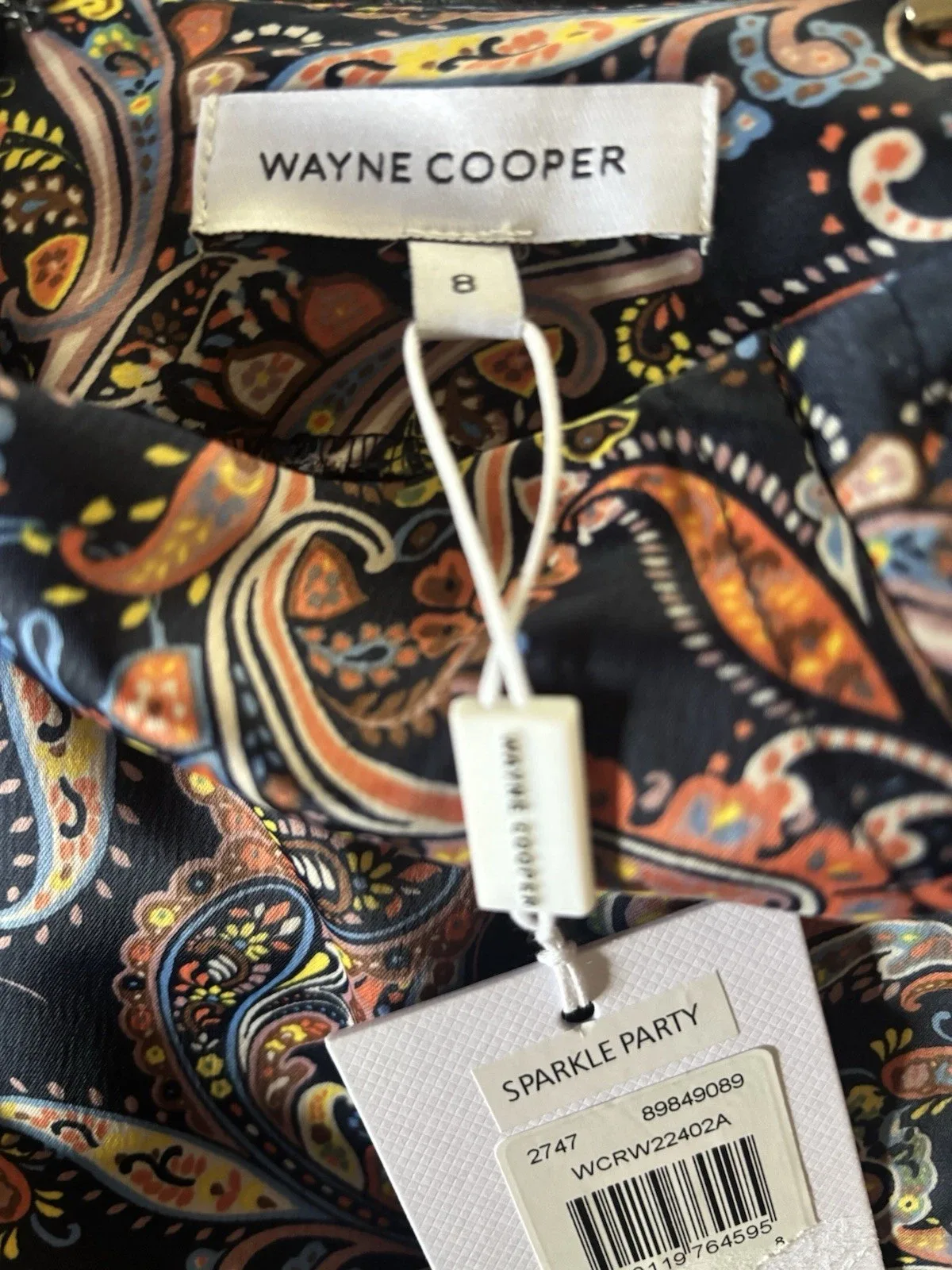 Wayne Cooper brand new with tags size 8 paisley skirt adjustable side split — photo 2
