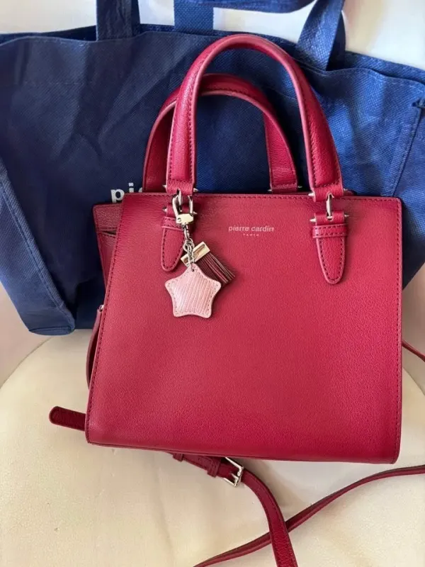 Pierre Cardin red leather handbag cross body bag NEW