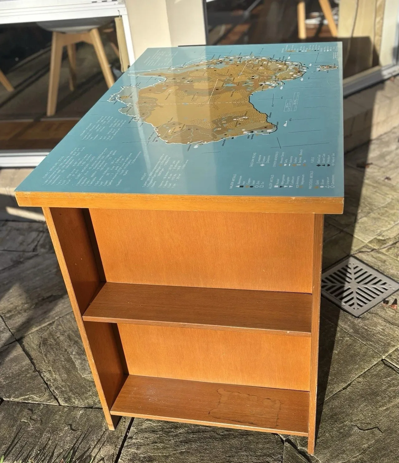 Vintage Retro MCM Australia Map Desk Timber With Side Shelves Laminate Top 1970 — photo 4