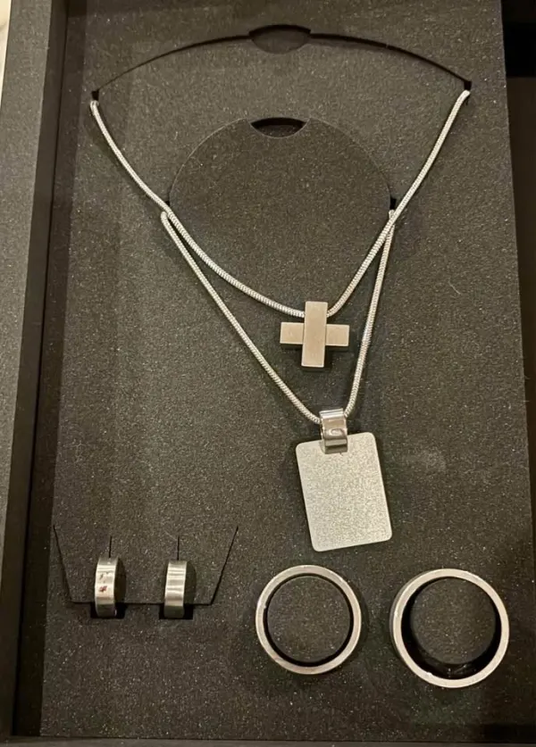 New old stock 1980 unworn German jewellery set stainless steel sterling silver
