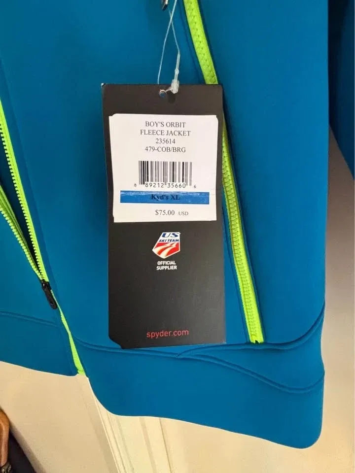 Spyder Boys Orbit ski Jacket, Concept Blue/Bryte Green XL size 18 NEW wit tag — photo 3
