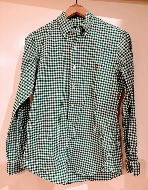 Polo Ralph Lauren pure cotton gingham Oxford shirt size S slim fit stretch New w