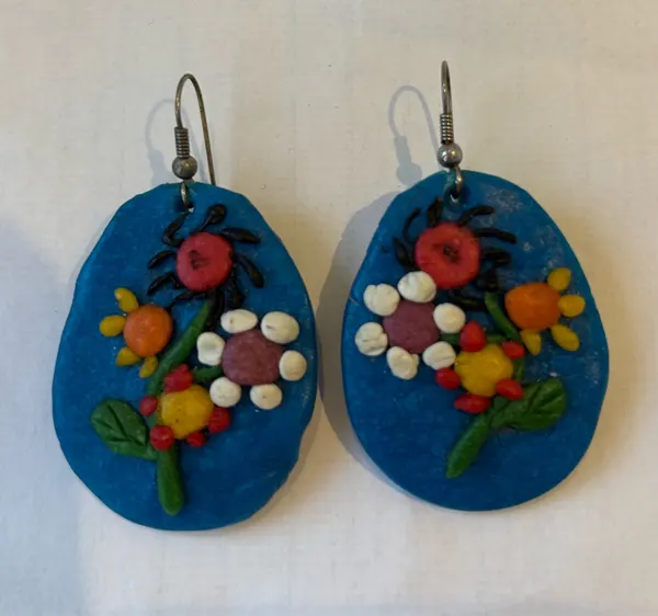 Vintage handmade 1980s Fimo clay earrings