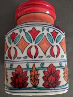 Hand painted Ceramic Canister with lid from Status Collection