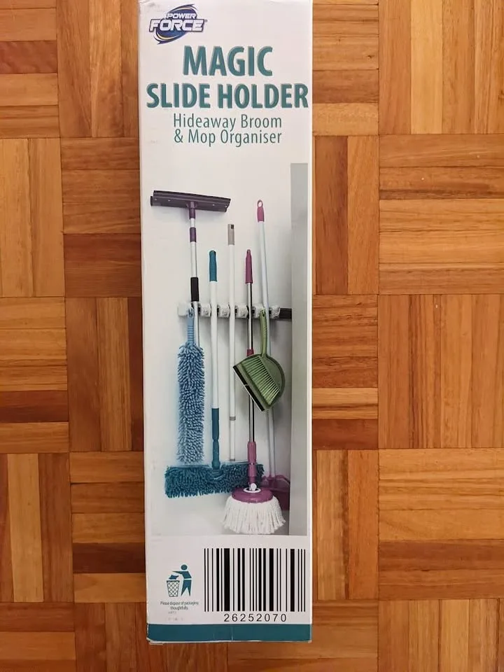 Magic Slide Holder hideaway 5 position Mop Broom organiser NEW in box — photo 4