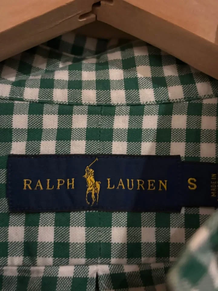 Polo Ralph Lauren pure cotton gingham Oxford shirt size S slim fit stretch New w — photo 2