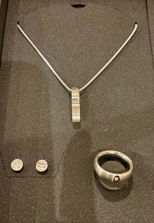 New old stock 1980 unworn German jewellery set stainless steel sterling silver