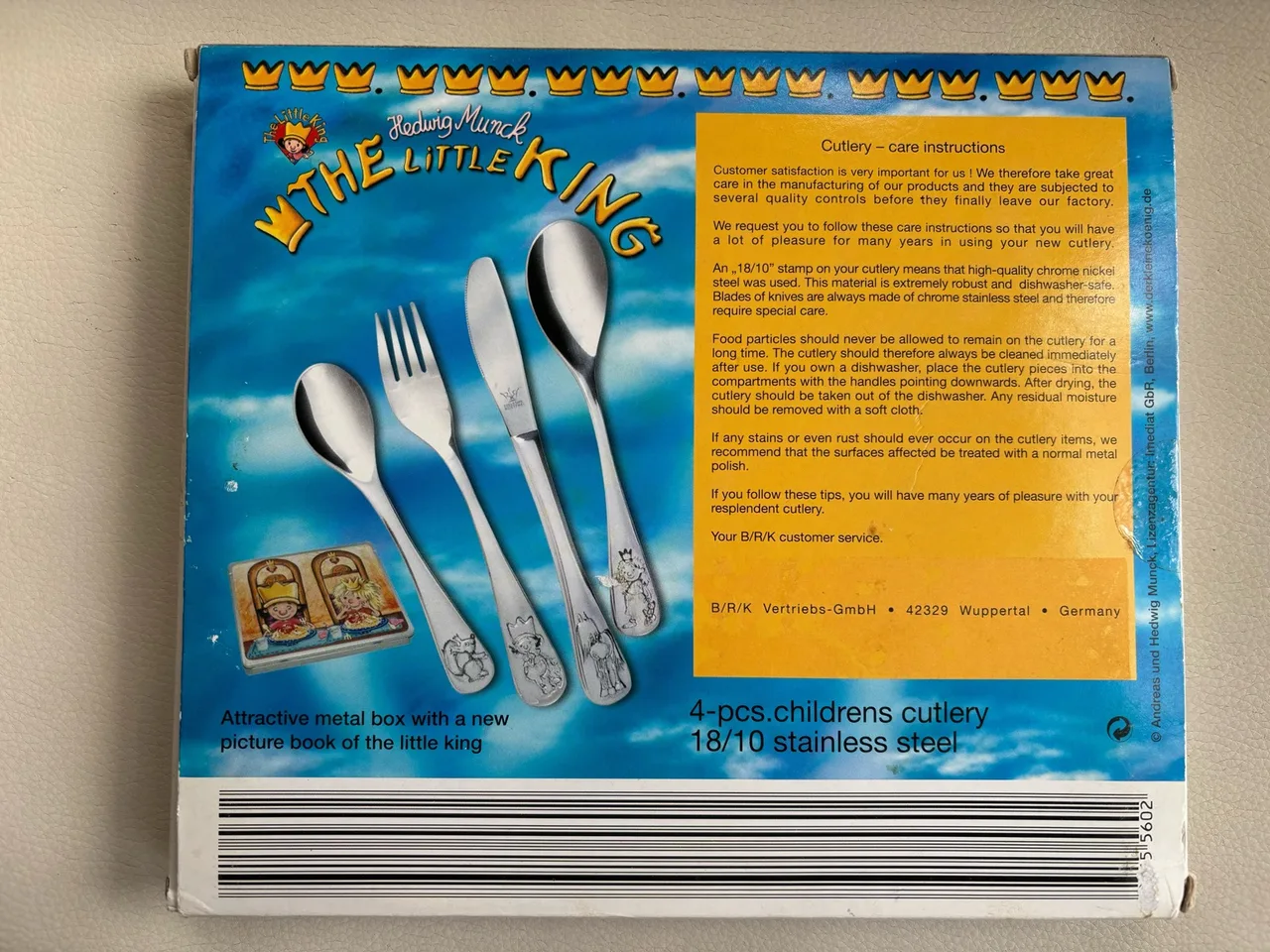 4 piece 18/10 stainless steel Hedwig Munck The Little King child’s cutlery set n — photo 2