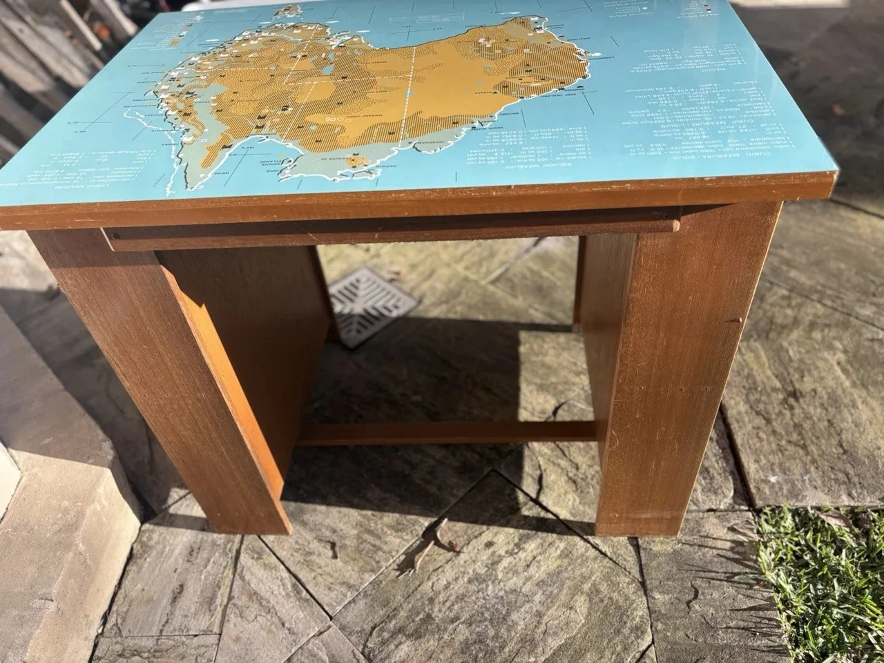 Vintage Retro MCM Australia Map Desk Timber With Side Shelves Laminate Top 1970 — photo 3