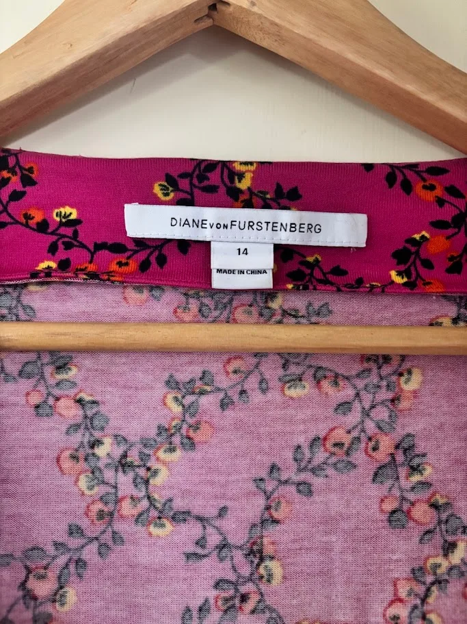 Diane Von Furstenberg New Julian Two Cotton Silk floral Wrap Dress size 14 — photo 2