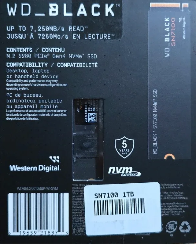 WD Black SN7100 NVMe SSD 1TB M.2 PCIe Gen4 - Black – photo 2