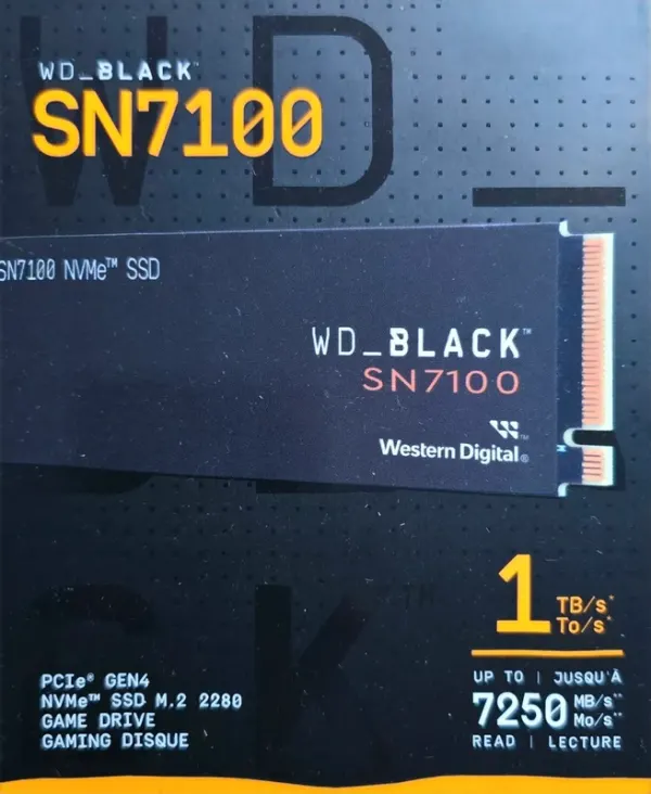 WD Black SN7100 NVMe SSD 1TB M.2 PCIe Gen4 - Black