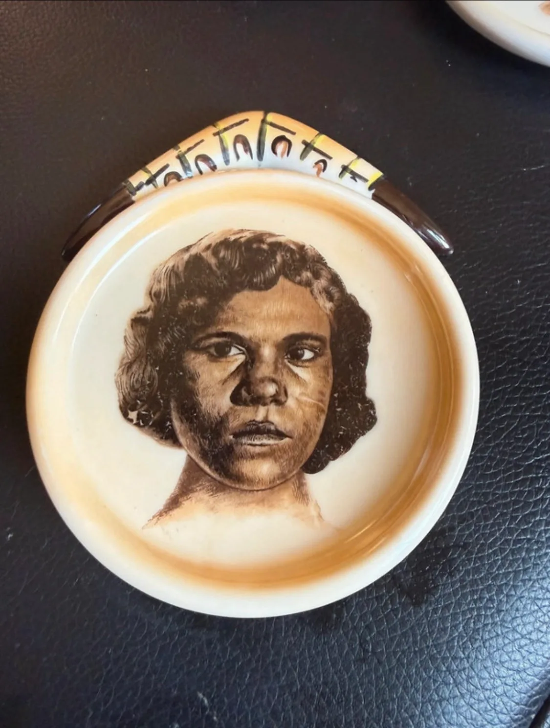 Vintage Mid-Century Aboriginal Portrait Miniature Wall Plaques - Set of 2 – photo 8