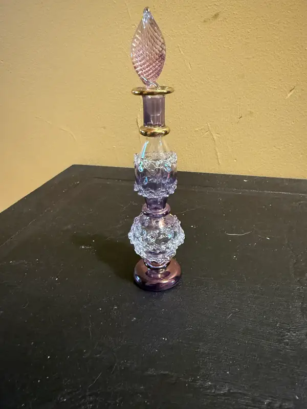 Vintage Hand-Blown Egyptian Glass Perfume Bottle
