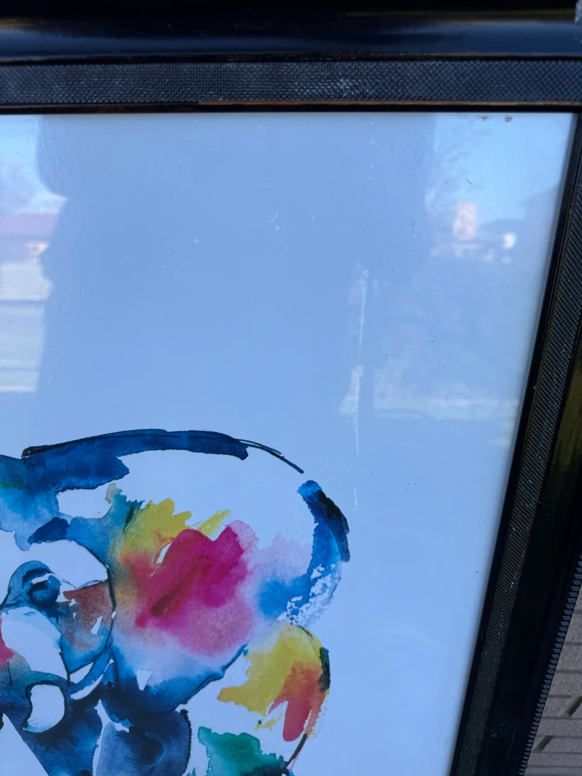 Large Framed Colorful Watercolor Elephant Art Print – Matteo Berna — photo 2