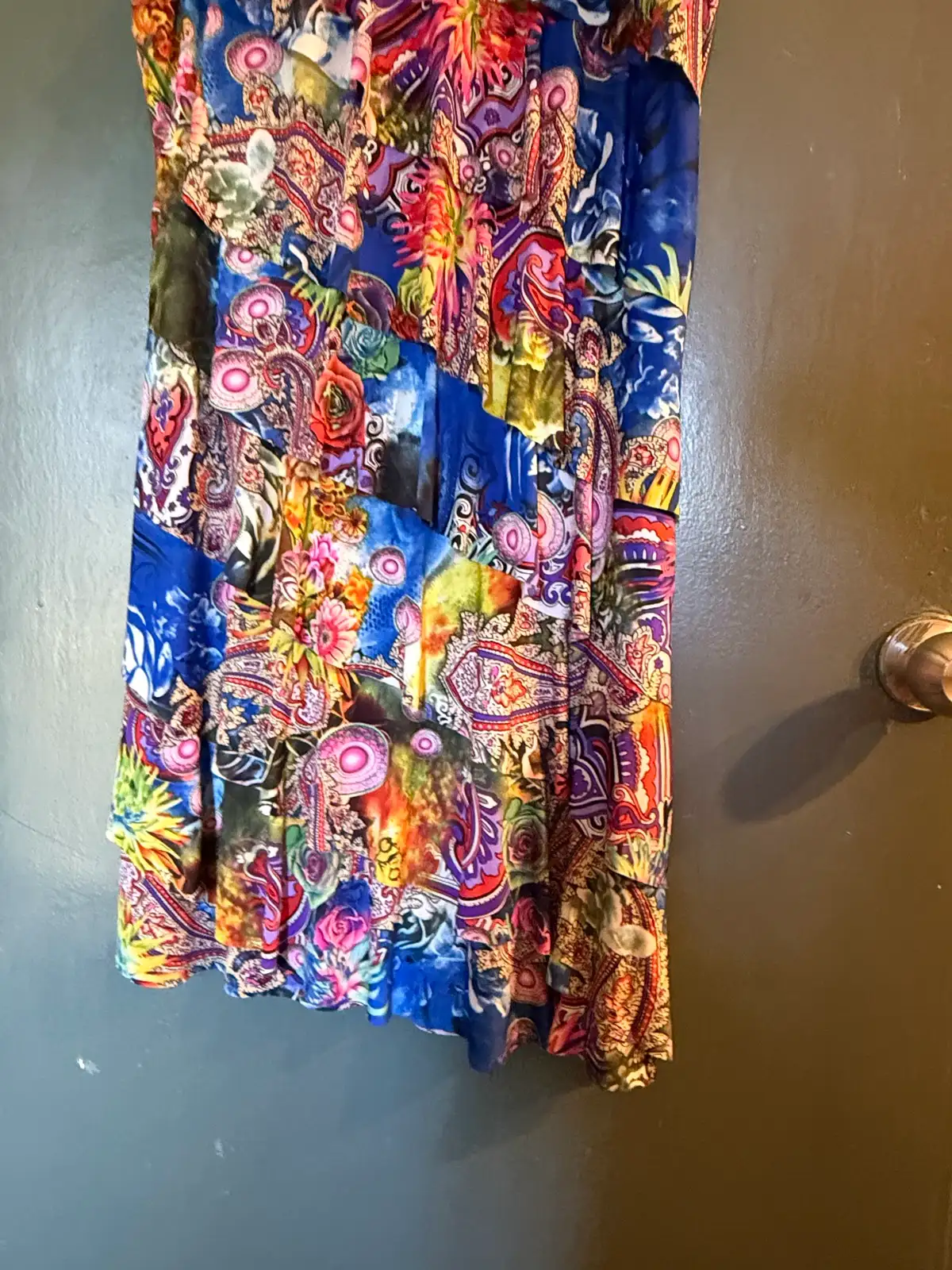 Caroline Morgan Paisley Floral Tiered Ruffle Dress Blue Multi Sleeveless Size 16 – photo 3