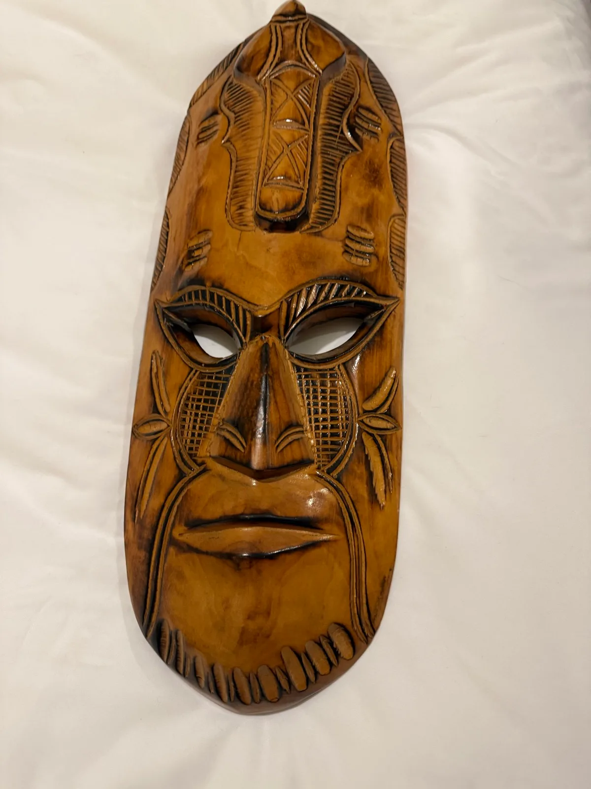 vintage hand-carved wooden Fijian "Bula" or Tiki-style mask — photo 3