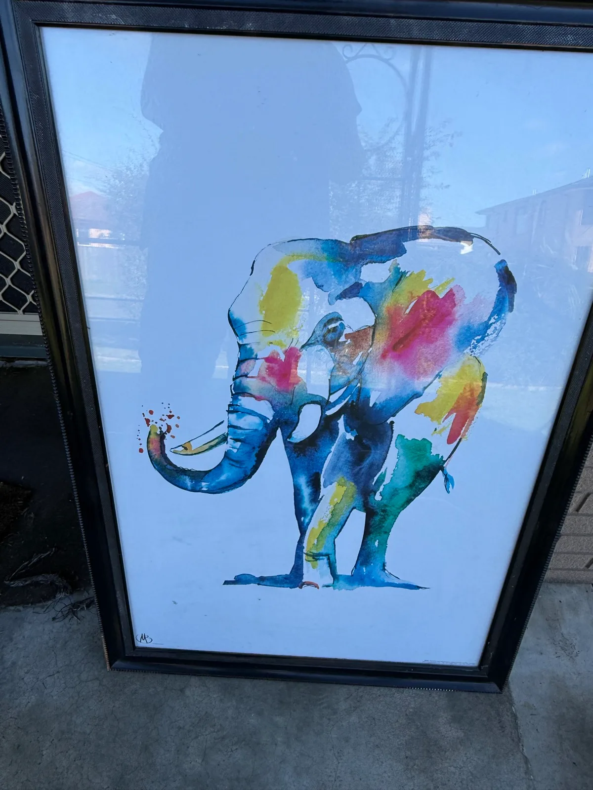Large Framed Colorful Watercolor Elephant Art Print – Matteo Berna — photo 7
