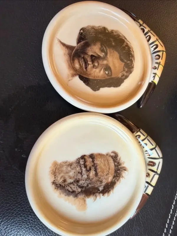Vintage Mid-Century Aboriginal Portrait Miniature Wall Plaques - Set of 2